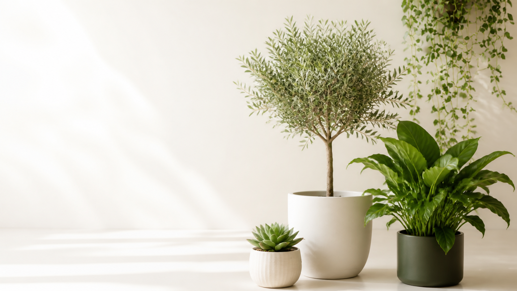 A bright room with beautiful indoor plants